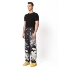 SHADOW FACE PRINTED COTTON BLACK BELL PANTS