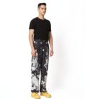 SHADOW FACE PRINTED COTTON BLACK BELL PANTS
